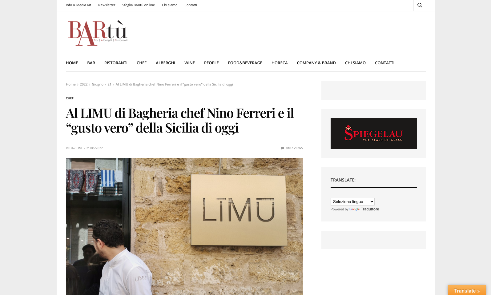 Al LIMU di Bagheria chef Nino Ferreri e il “gusto vero” della Sicilia di oggi
