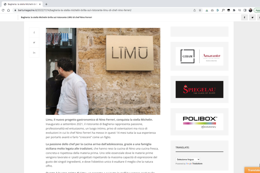 Bagheria: la stella Michelin brilla sul ristorante LIMU di chef Nino Ferreri