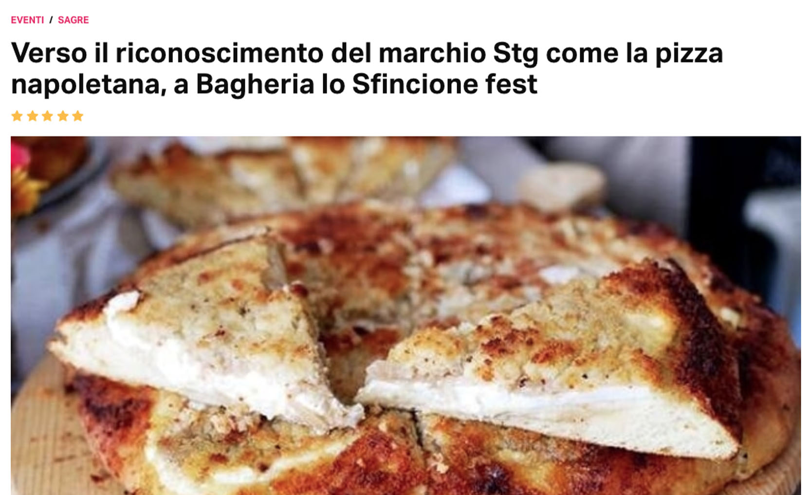 Verso il riconoscimento del marchio Stg come la pizza napoletana, a Bagheria lo Sfincione fest